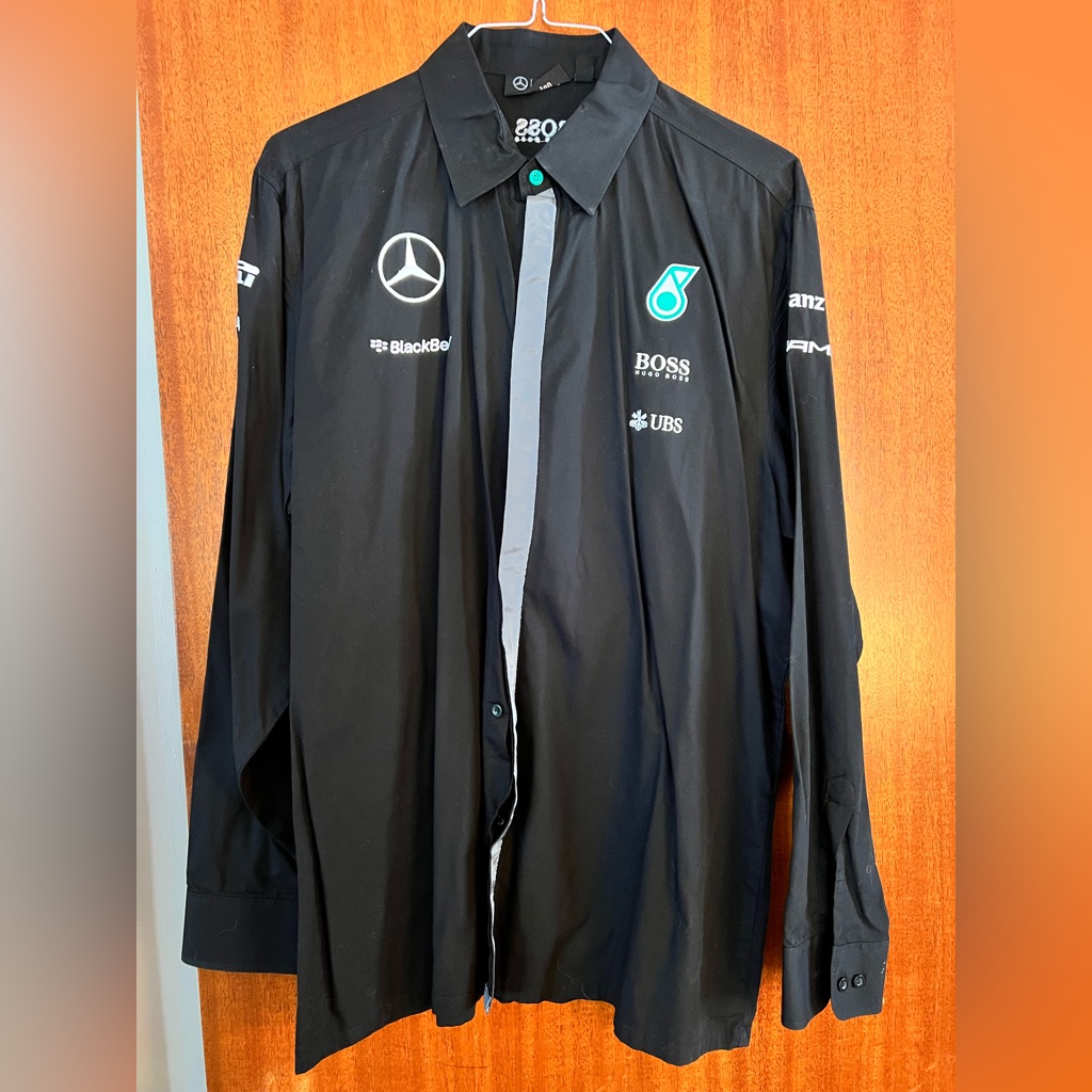Mercedes Amg Petronas Black Button-Down Sponsor Shirt